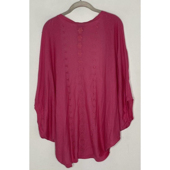 Neiman Marcus Pink Embroidered Floral Open Front Short Sleeve Bolero Sz XS S - Picture 5 of 5